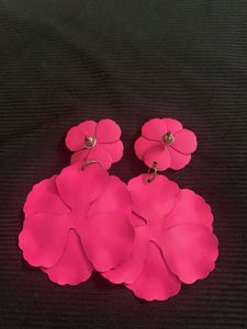 Pink Floral Statement Earrings