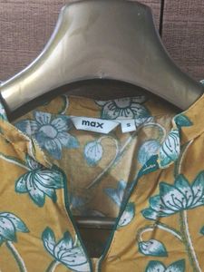 Max Mustard Floral Print Kurta