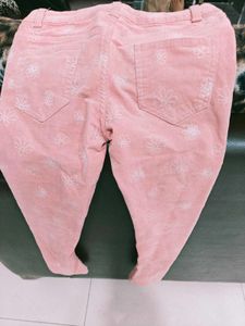Pink Ruffle Sheer Top and Jeans