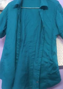 A Sea Blue Color Half Shirt For Girls Pure Cotton