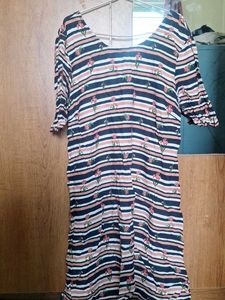 Striped Floral Print Dress