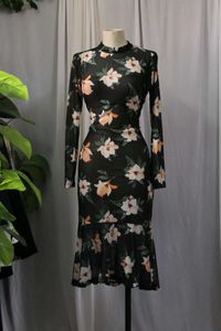 Floral Mesh Midi Dress
