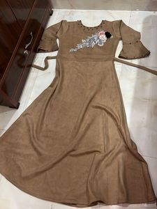 Elegant Brown Midi Dress