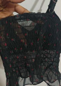 Cute Black Padded Crop Top