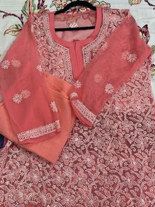 Peach Embroidered Kurta