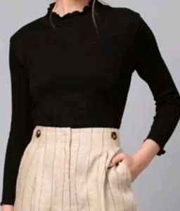 Sassafras Korean Style Black Turtle Neck Top🖤✨