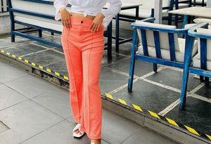 Peach Flared Trousers
