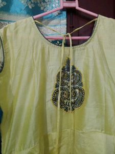 Elegant Yellow Embroidered Gown