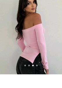 Savana Pink Off-Shoulder Long Sleeve Top❤