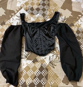 Chic Black Corset Crop Top