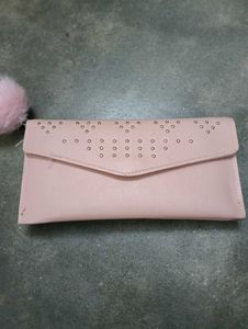 Pink Wallet with Pom-Pom