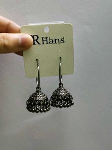 Black Jhumka Hoop Earrings
