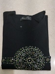 new women Elegant Black Long Sleeve Top