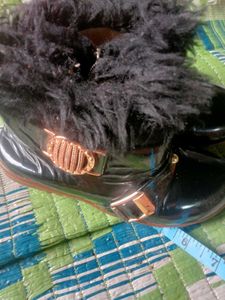 Black Furry Accent Boots show for girls