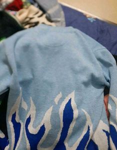 Y2k Blue Flame Aesthetic Sweater