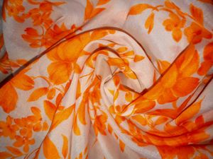 Orange Floral Print Soft Silk Saree