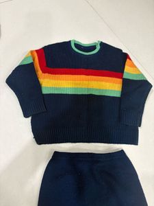 Vintage Rainbow Sweater Skirt Set