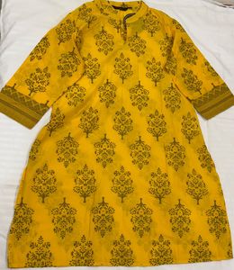 Yellow Printed Kurta