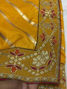 Elegant Yellow Striped Saree