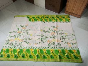 Pure Cotton Sari Alover Multicolor Fabric Painting