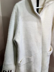 mens imported white fuzzy hooded jacket ( premium)