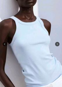 Light Blue Ribbed Tank Top