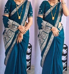 Elegant Teal Fancy Setin Saree