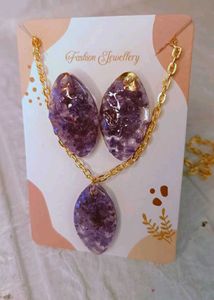 Purple Resin Jewelry Set