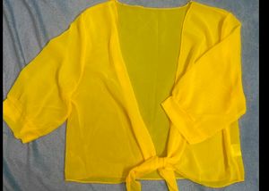 Bright Yellow Wrap Around Shrug Top