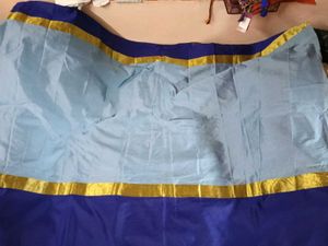 Brand New Cyan+With+Blue Border Cotton Silk Sare