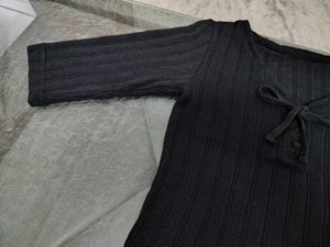 Cute Black Tie-Front Top