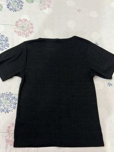 Zudio Black Ribbed T-Shirt