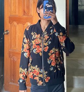 Floral Print Bomber Jacket