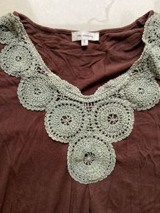Brown Crochet Detail Top