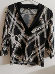Abstract Print V-Neck Top