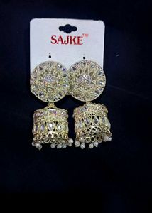 White Jhumka Earrings