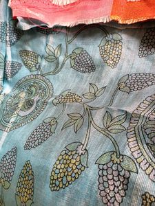 Teal Floral Saree