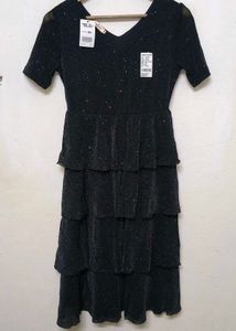 Trendy New Sparkly Tiered Black Dress
