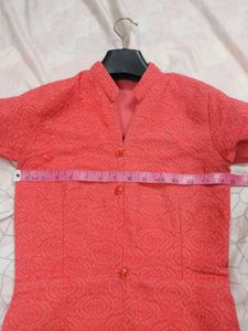 Coral Lace Button-Down Dress