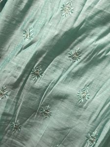 Sea Green Kurta With White Shine Work And Golden Patti