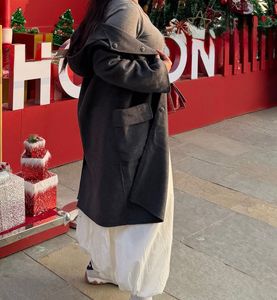 Gray hooded winter coat