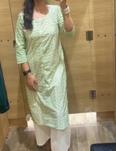 Light Green Chikankari Kurti Set