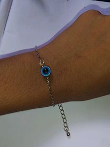 Pretty Silver Evil Eye Simple Bracelet Or Anklet