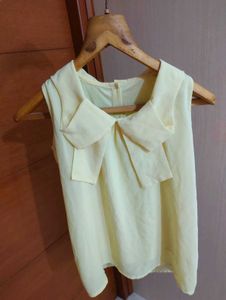 Pastel Yellow Bow Blouse