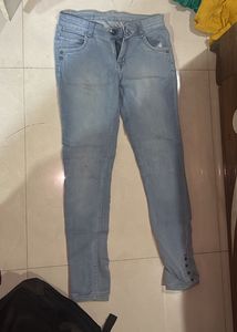 Light Blue Mid Waist Skinny Jeans