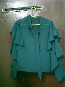 Elegant Green Ruffle Top