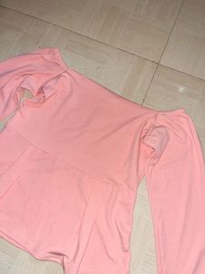 Pink Off-Shoulder Unused Peplum Top