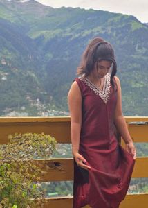 Maroon Embroidered Kurti