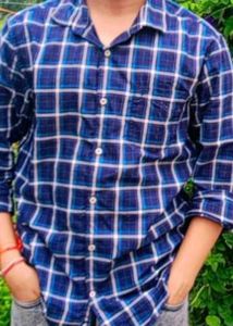 Blue &amp; White Plaid Casual Shirt