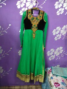 Green Embellished Ethnic Gown